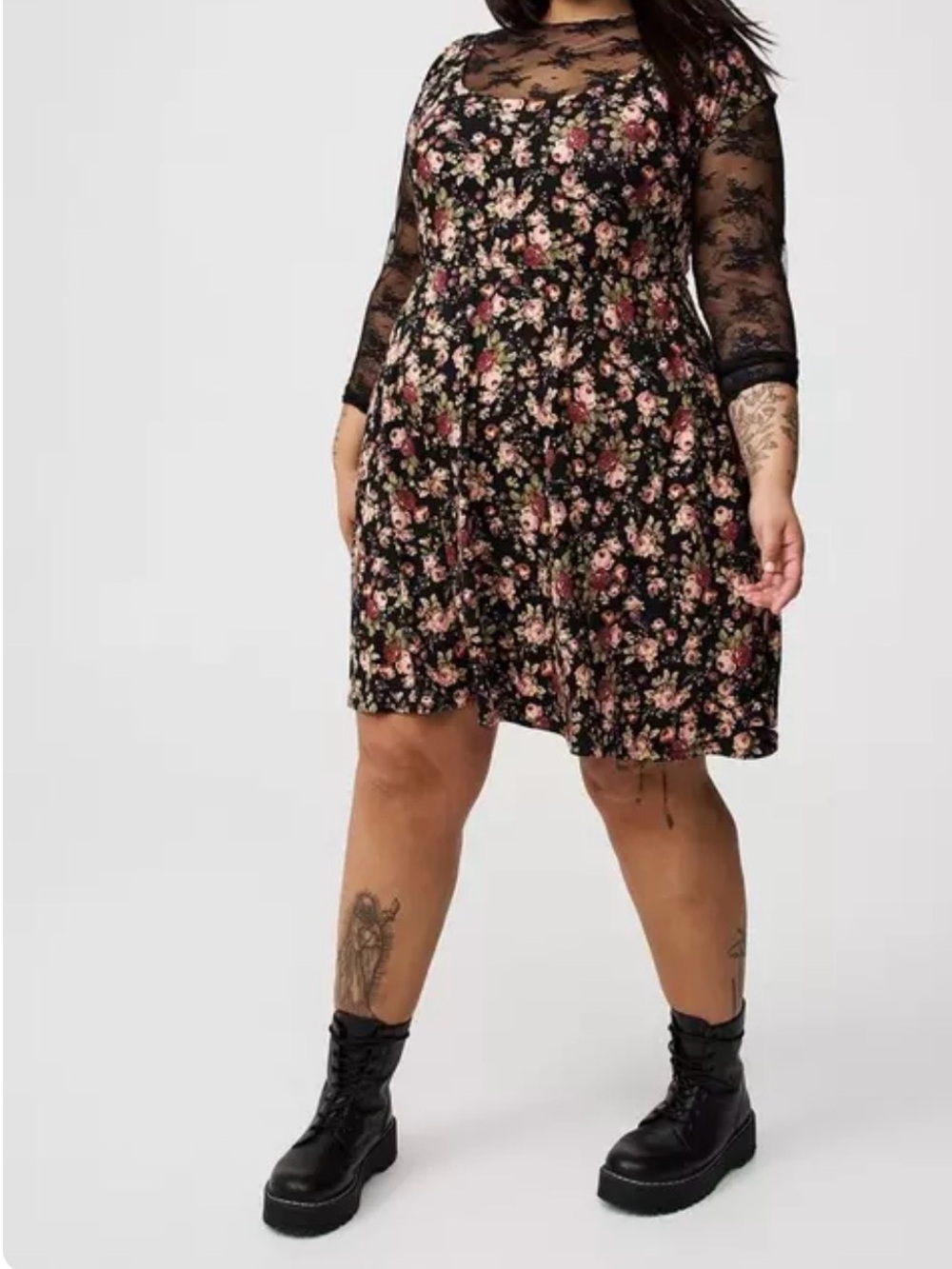 Torrid Super Soft CutOut-Back Black Floral Dress NWT